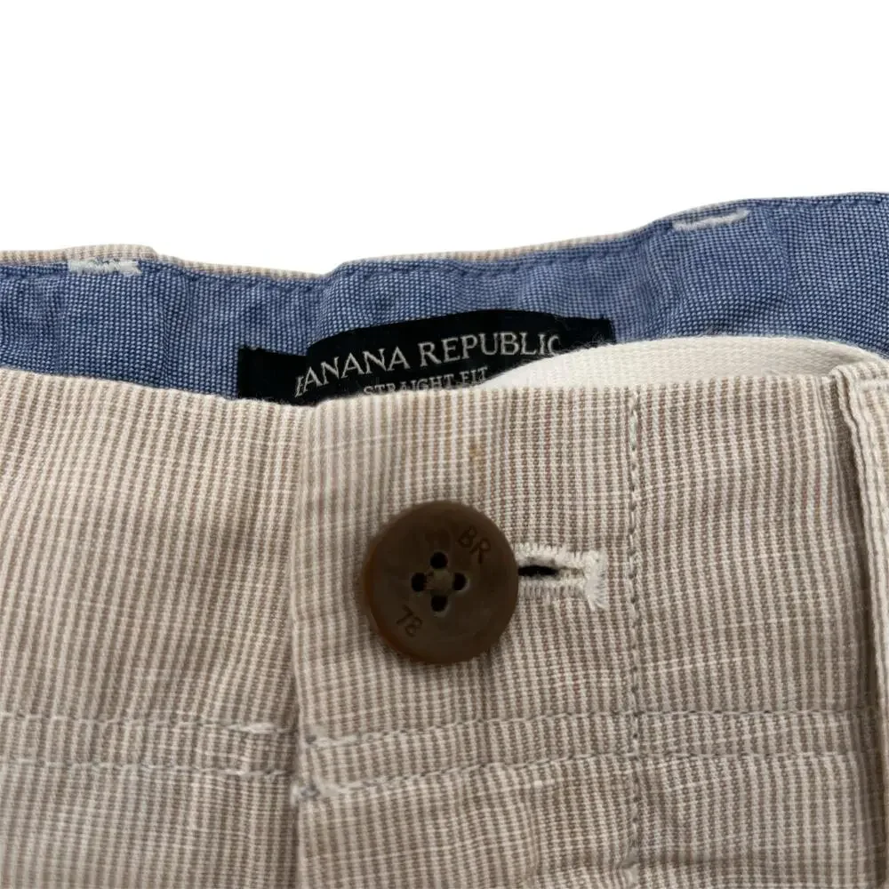 Banana Republic men’s linen pin striped straight leg trousers pants